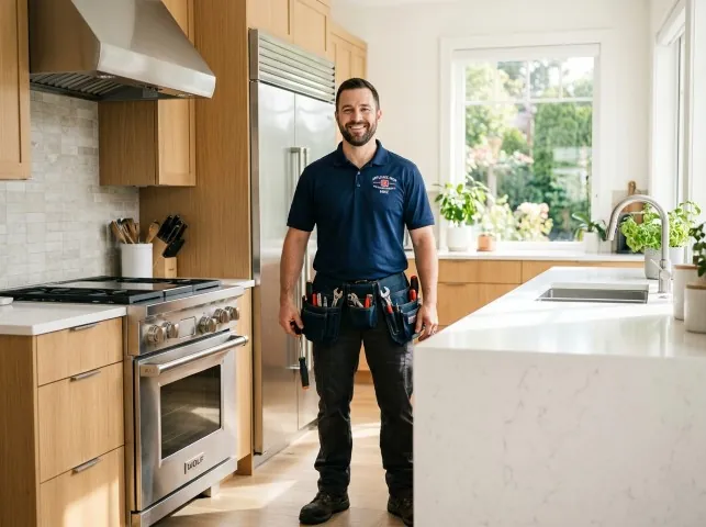 Appliance Repair Hero technician in a Beaumont, TX kitchen after an appliance repair